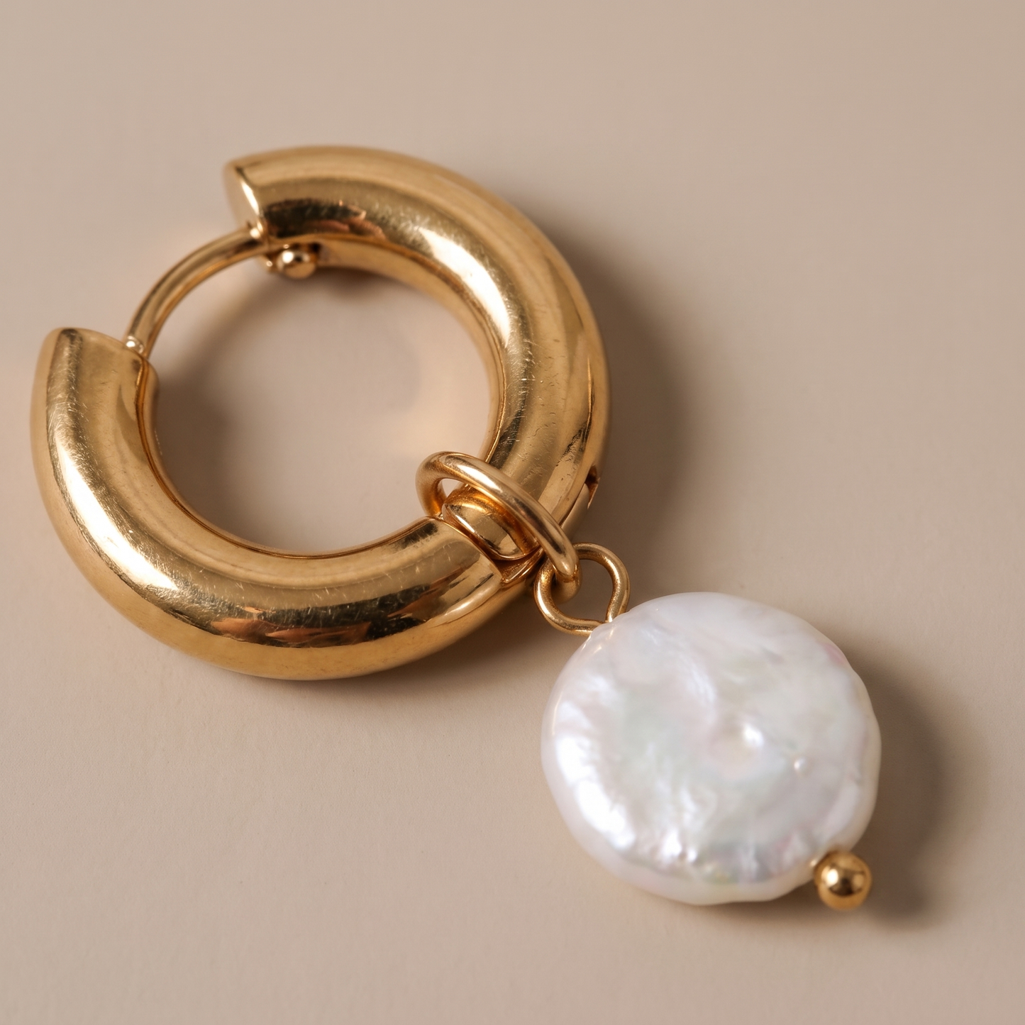 Asea Bold Pearl Hoops — close-up detail