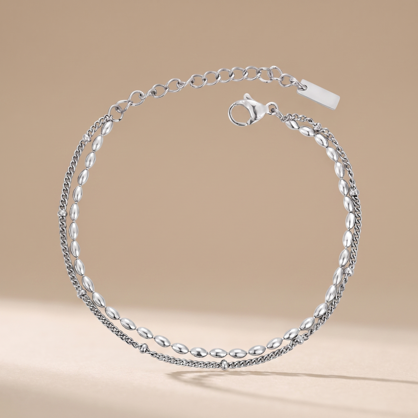 Asea Double Chain Pebble Bracelet — Silver Color