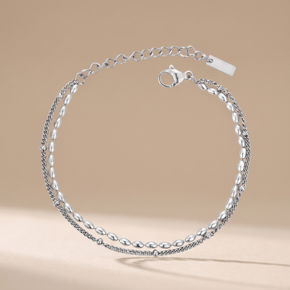 Asea Double Chain Pebble Bracelet — Silver Color
