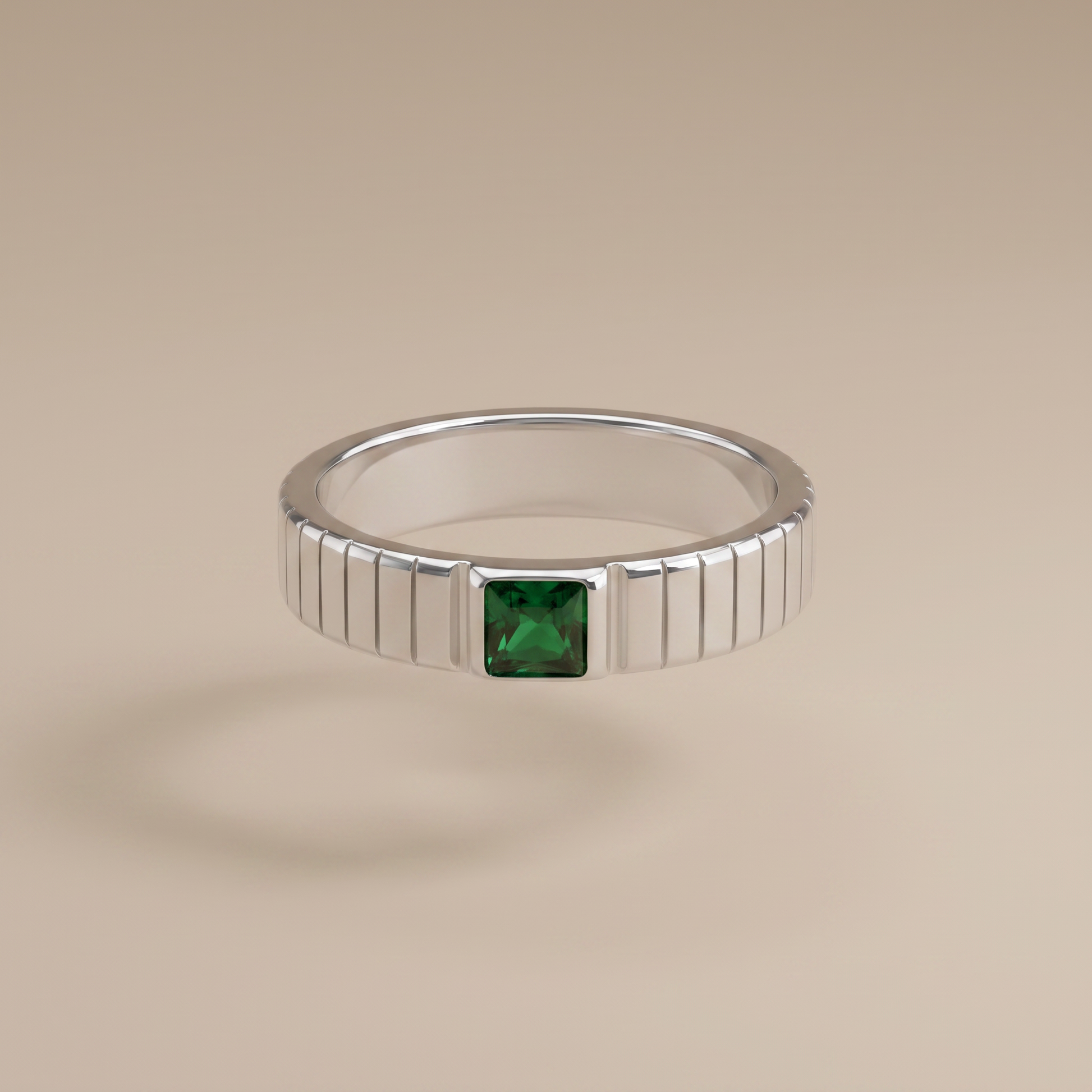 Asea Emerald Green Statement Ring — Silver color