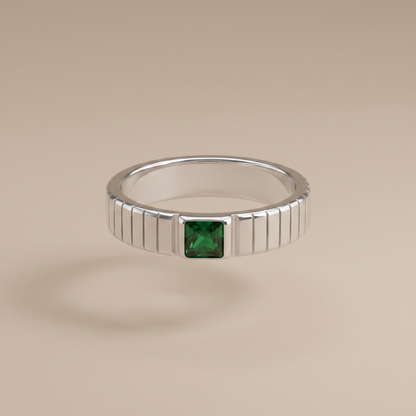 Asea Emerald Green Statement Ring — Silver color