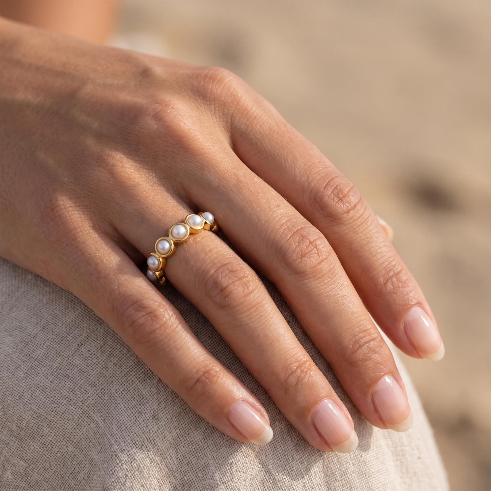 Asea Serenity Pearl Eternity Ring — worn by model
