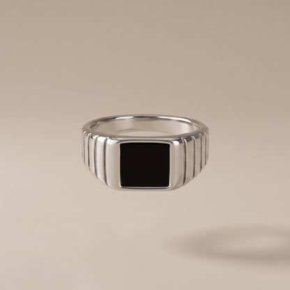 Asea Vora Black Onyx Ring — Silver Color