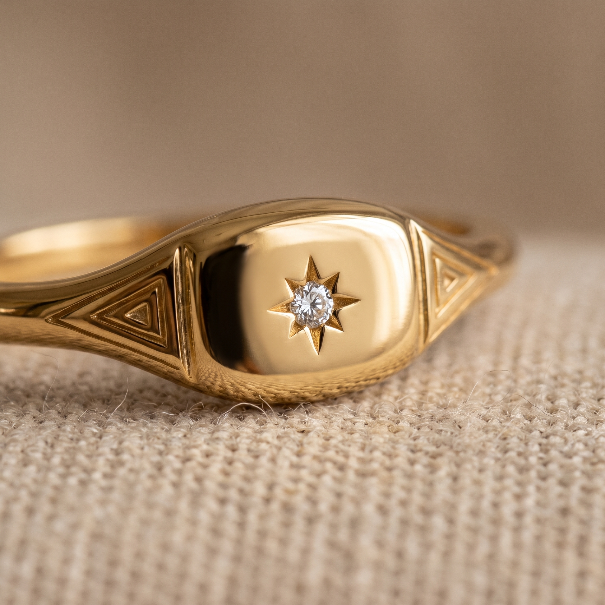 Asea Lumina Heirloom Signet Ring — close-up detail