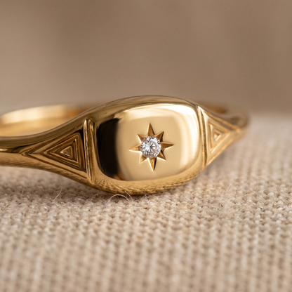 Asea Lumina Heirloom Signet Ring — close-up detail