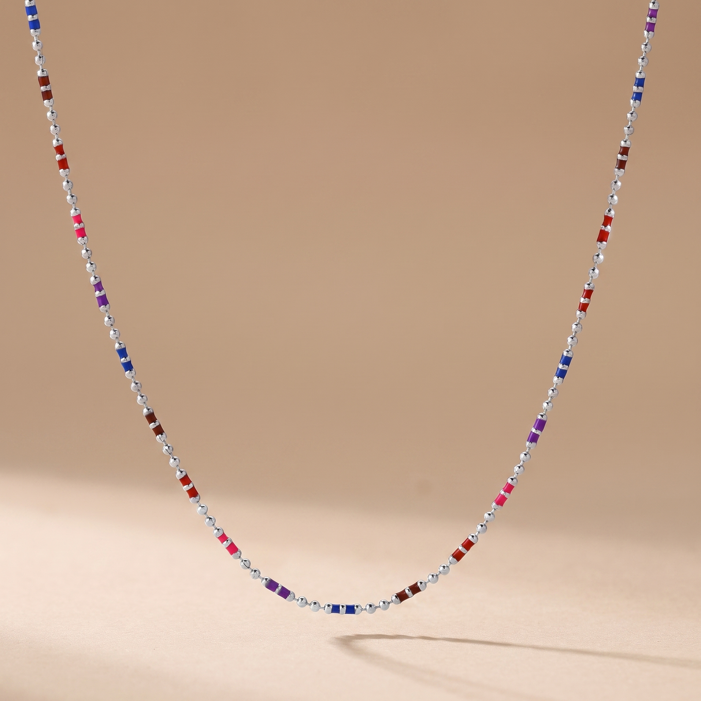 Asea Ensenada Rainbow Bead Choker — Silver Color