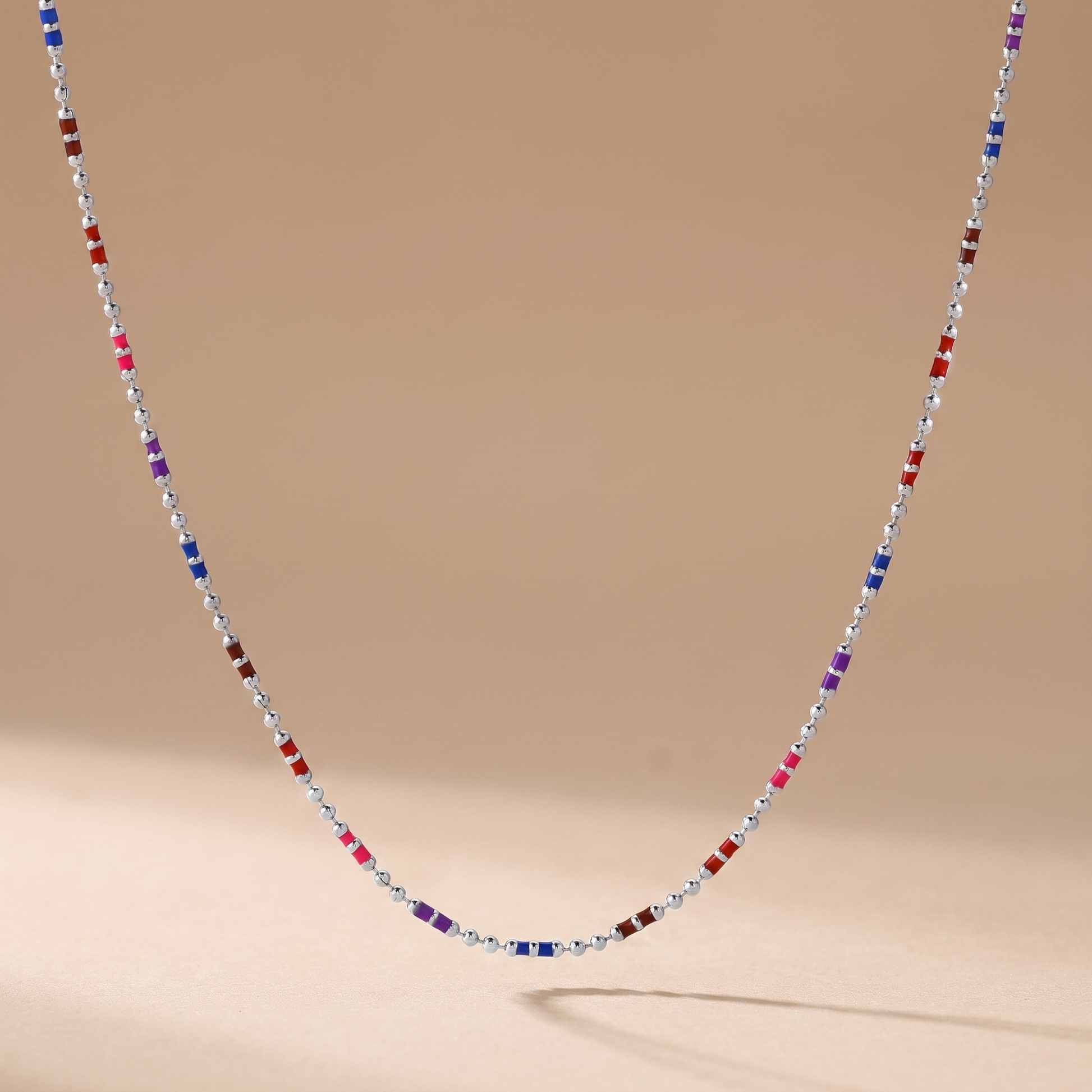 Asea Ensenada Rainbow Bead Choker — Silver Color