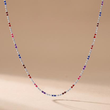 Asea Ensenada Rainbow Bead Choker — Silver Color