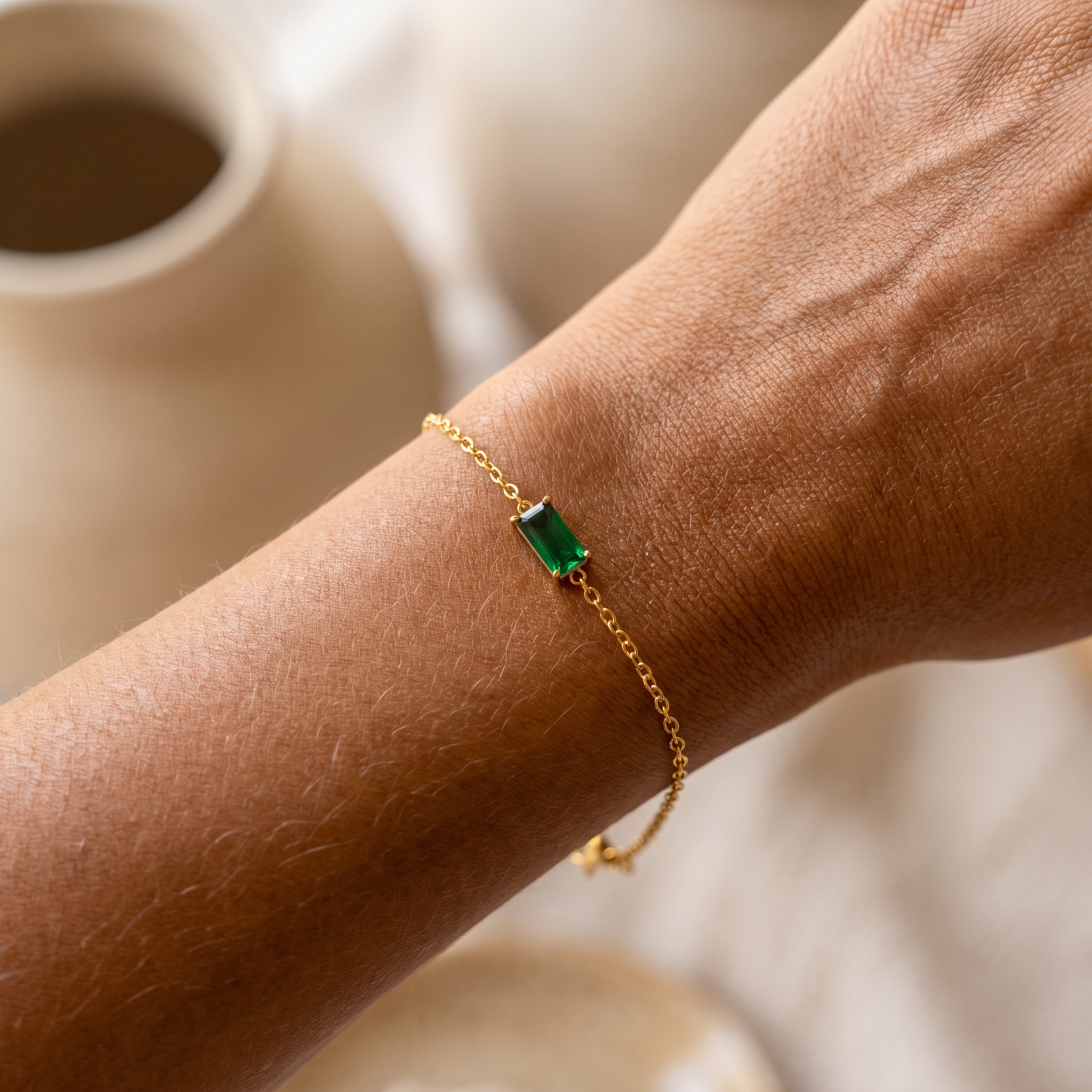 Asea Emerald Chain Bracelet — worn by model