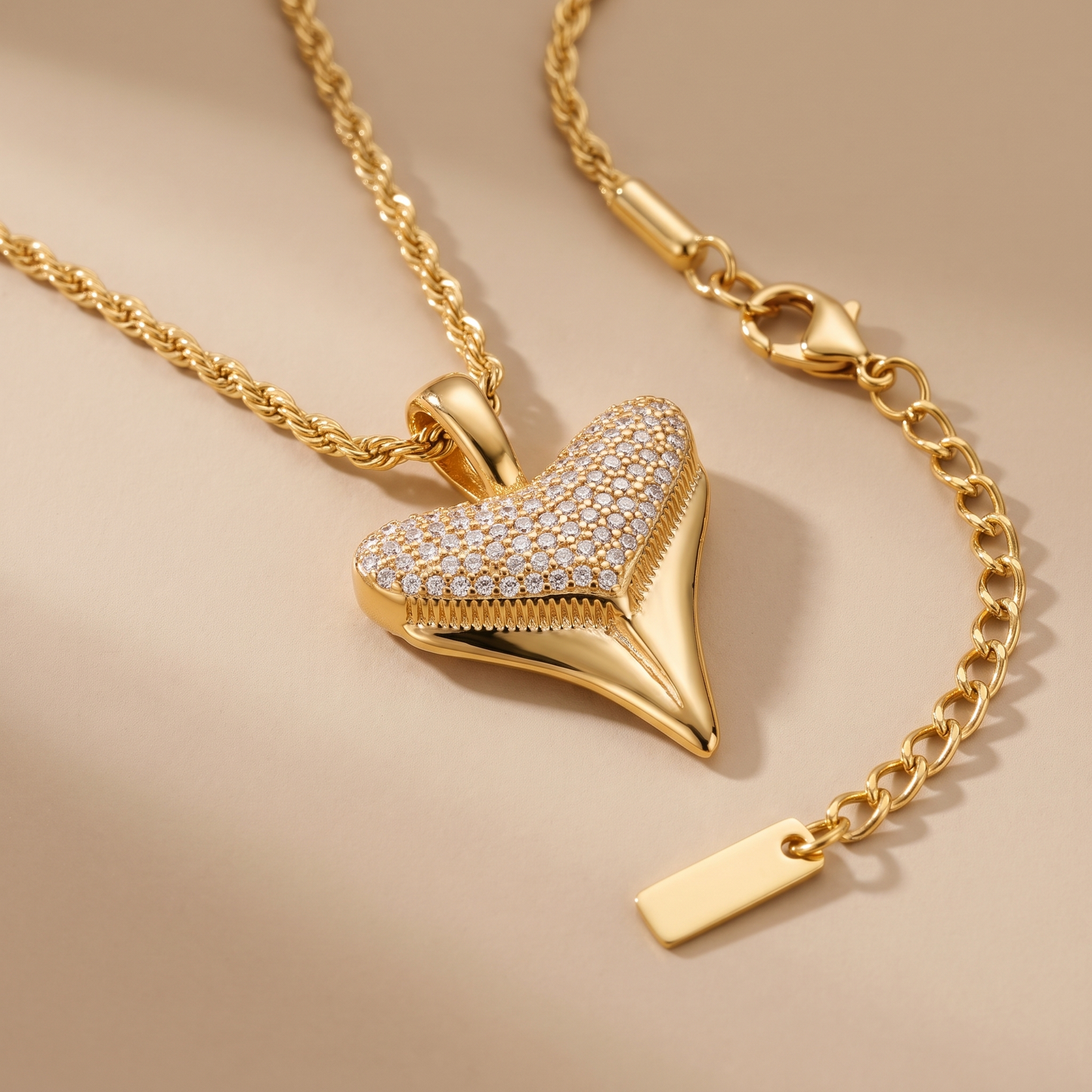 Asea Zircon Shark Tooth Necklace — close-up detail