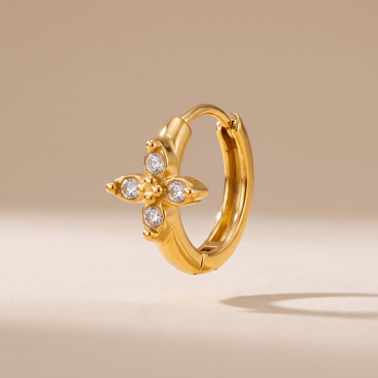 Asea Daisy Huggie Hoops — front view