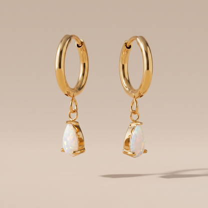 Asea Opal Teardrop Hoops — front view