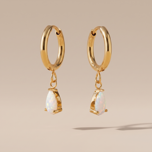 Asea Opal Teardrop Hoops — front view