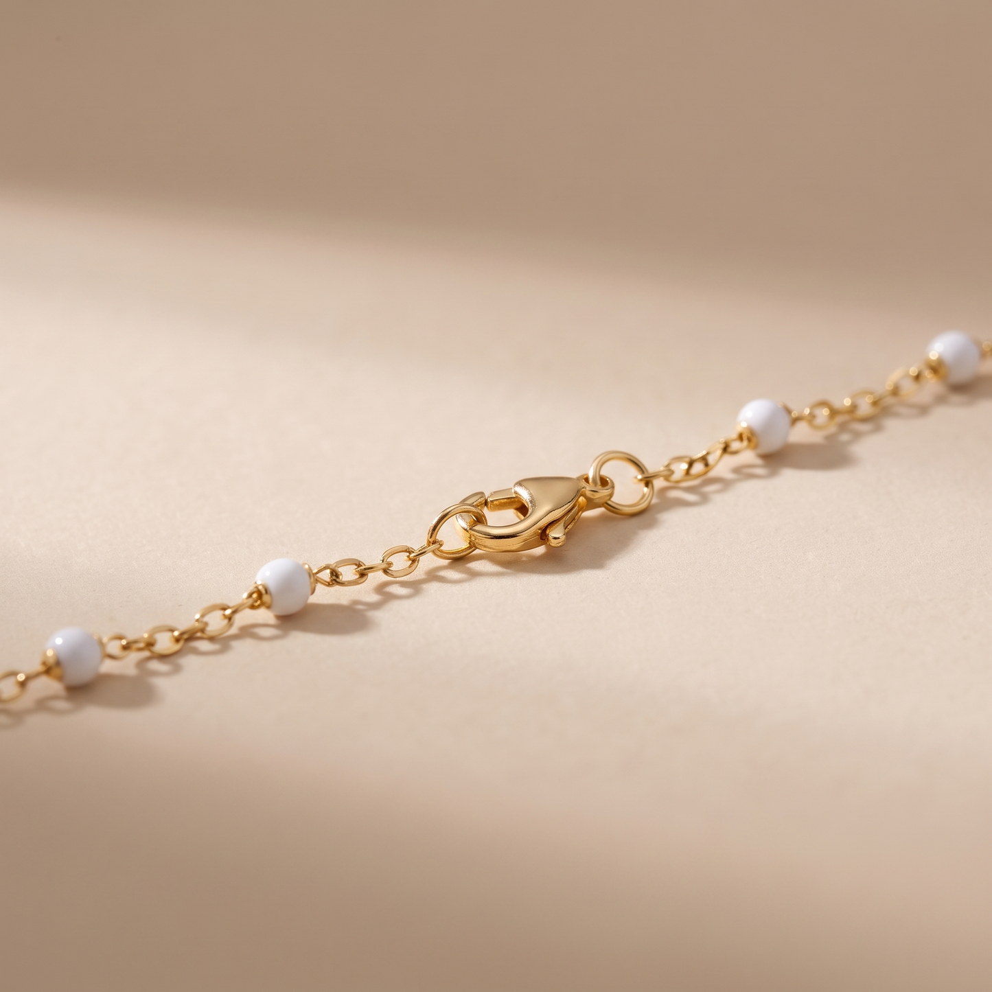 Asea White Bead Anklet — close-up detail