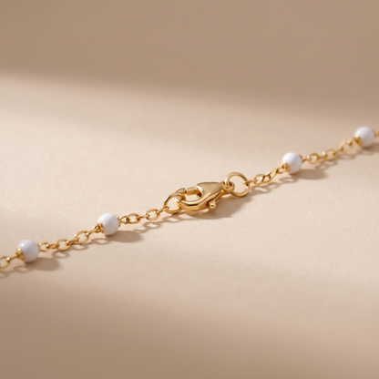 Asea White Bead Anklet — close-up detail