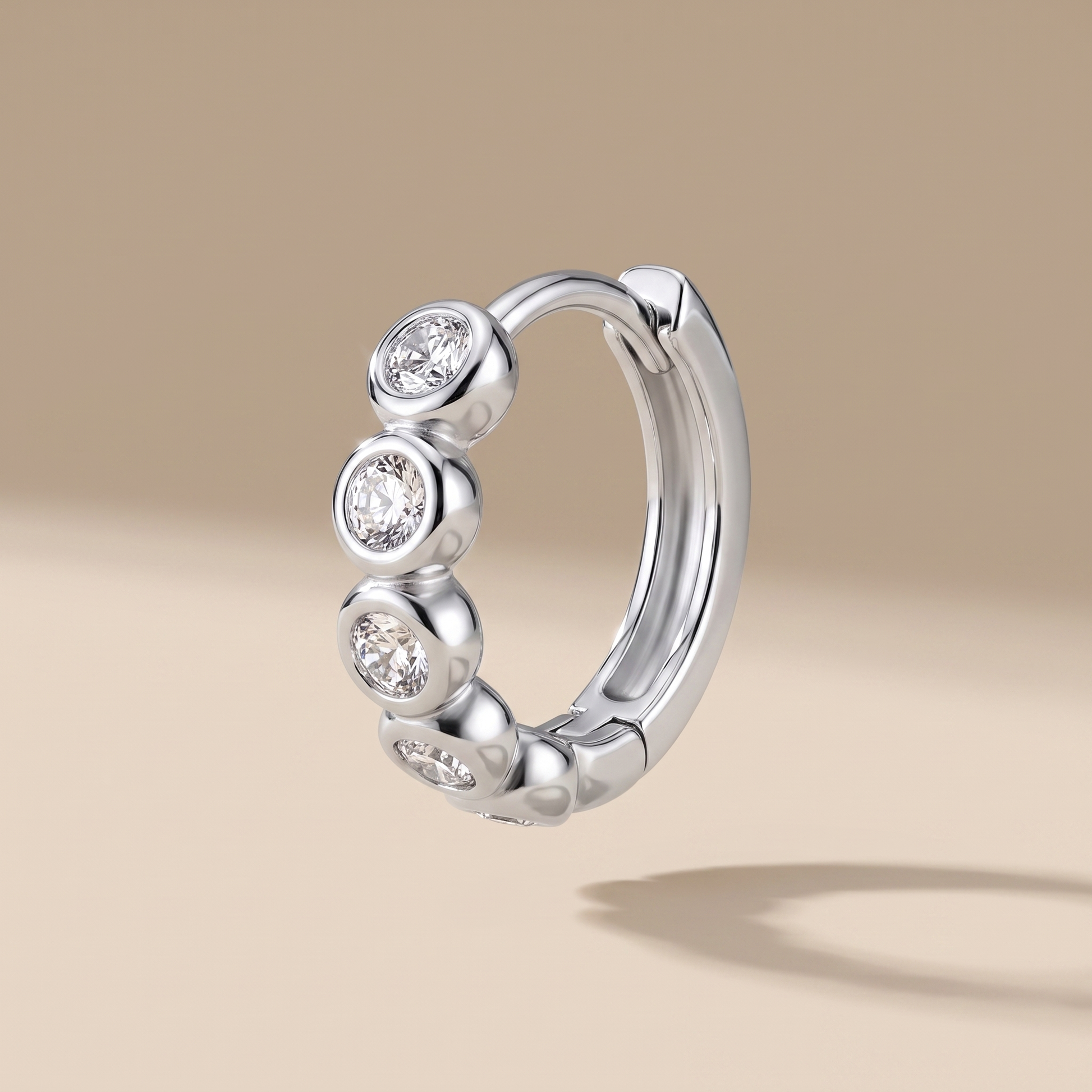Asea Gem-Beaded Sparkle Hoops — Silver color