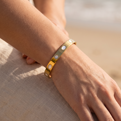 Asea Mother-of-Pearl Inlay Cuff — worn by model