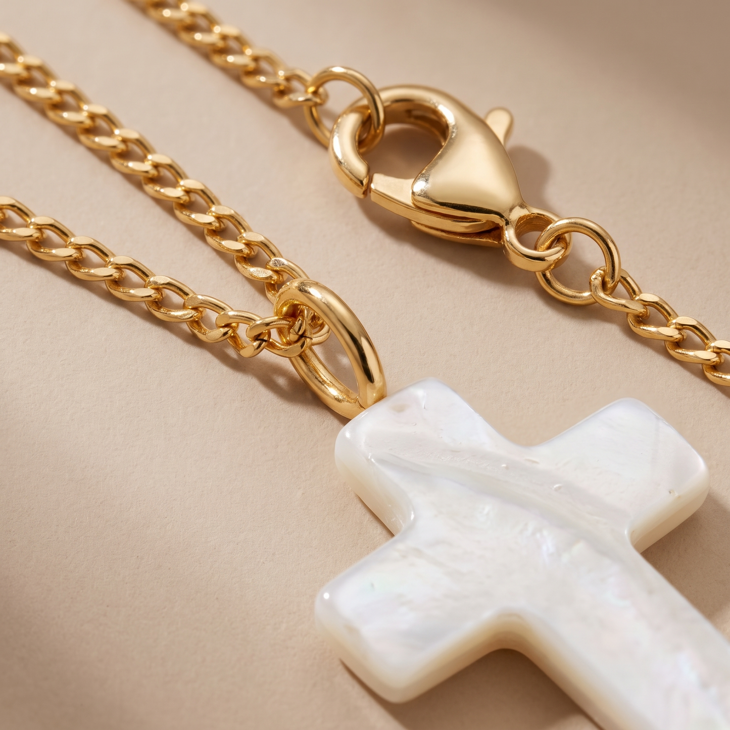 Asea Mother-of-Pearl Cross Pendant Necklace — close-up detail