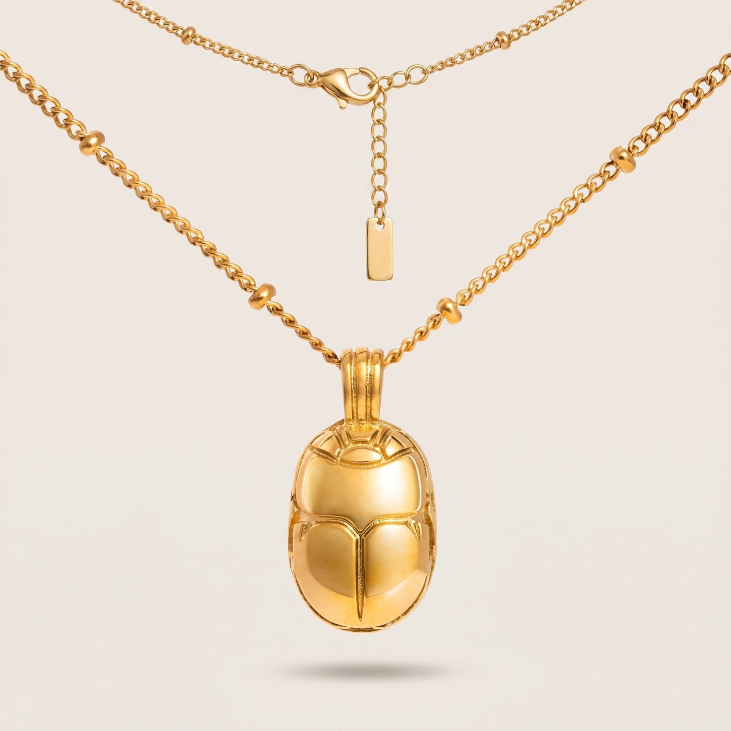 Asea Scarab Charm Necklace — front view