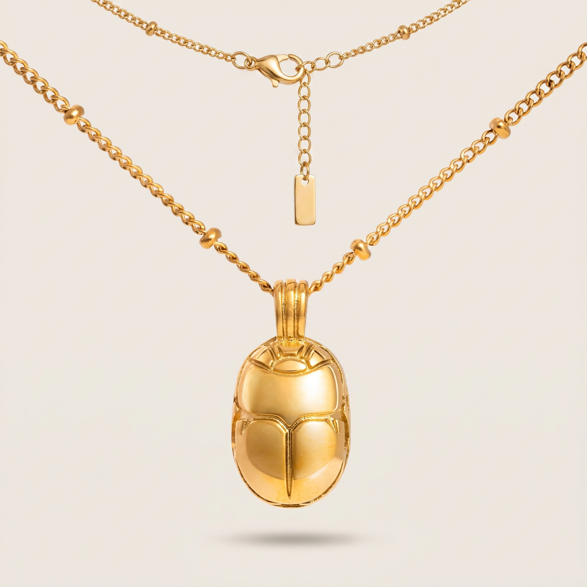 Asea Scarab Charm Necklace — front view