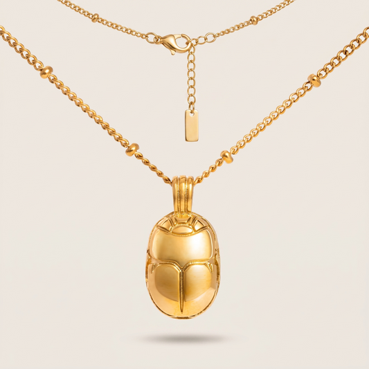 Asea Scarab Charm Necklace — front view
