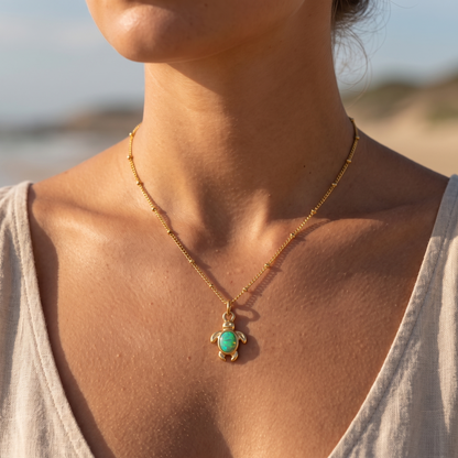Asea Opal Sea Turtle Necklace — worn by model