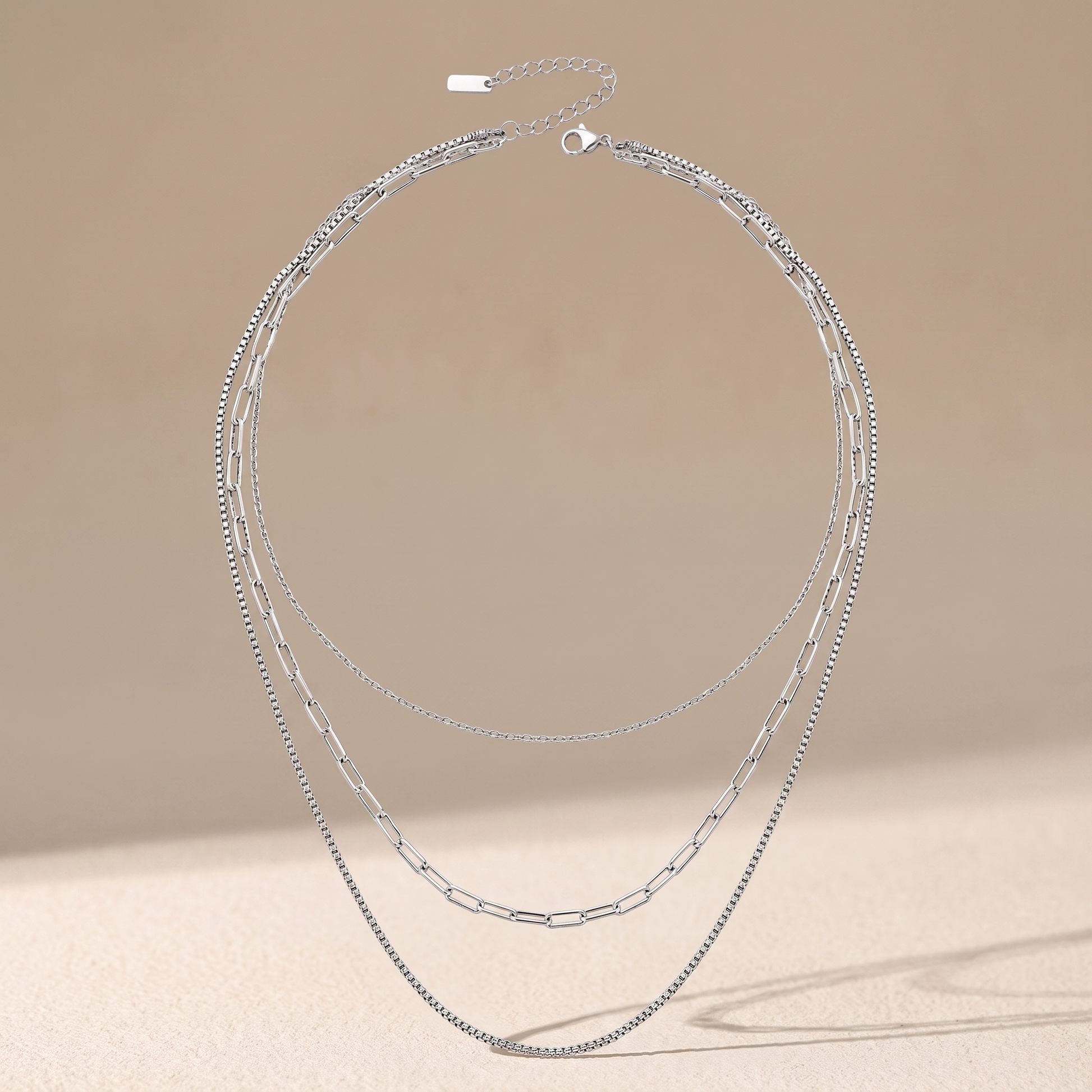 Asea Culebra Triple Layered Necklace — Silver color