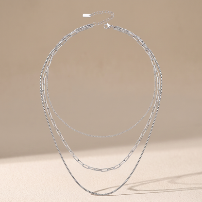 Asea Culebra Triple Layered Necklace — Silver color