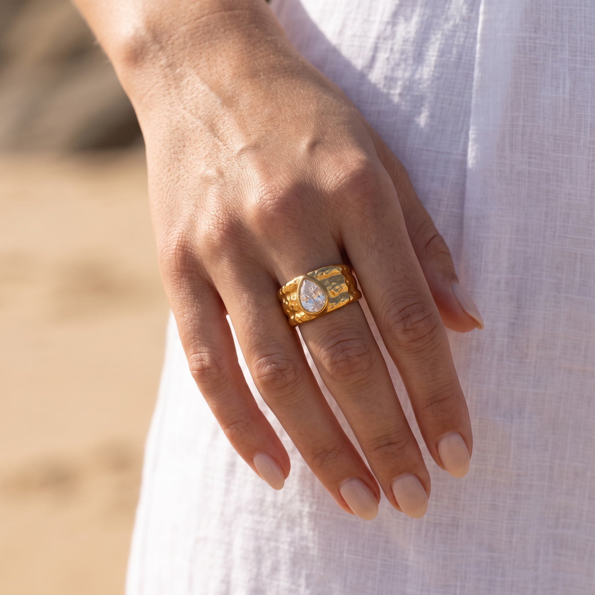 Asea Voyager Hammered Ring — worn by model