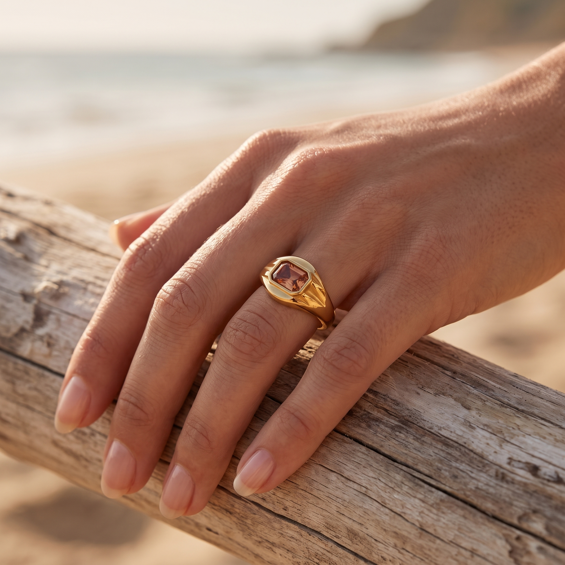 Asea Terracotta Stone Ring — worn by model