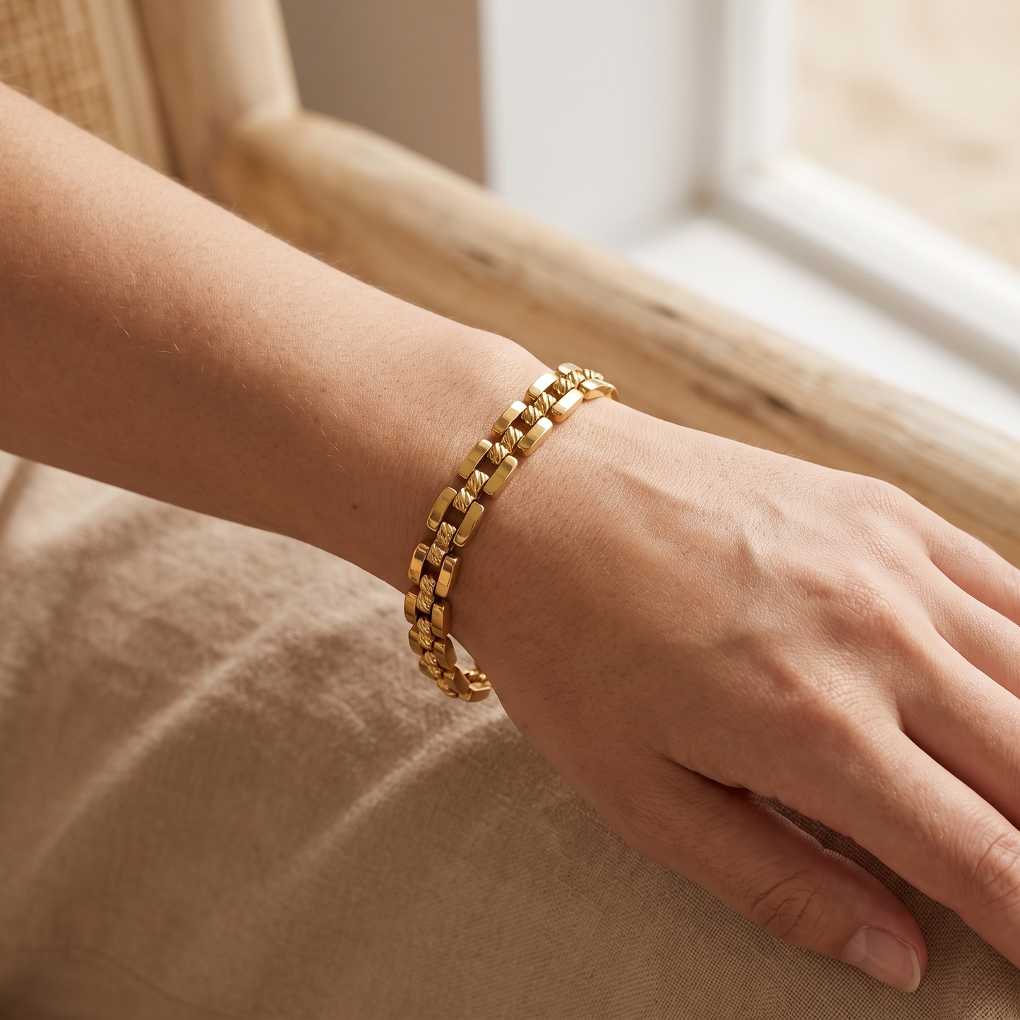 Asea Chunky Link Chain Bracelet — worn by model