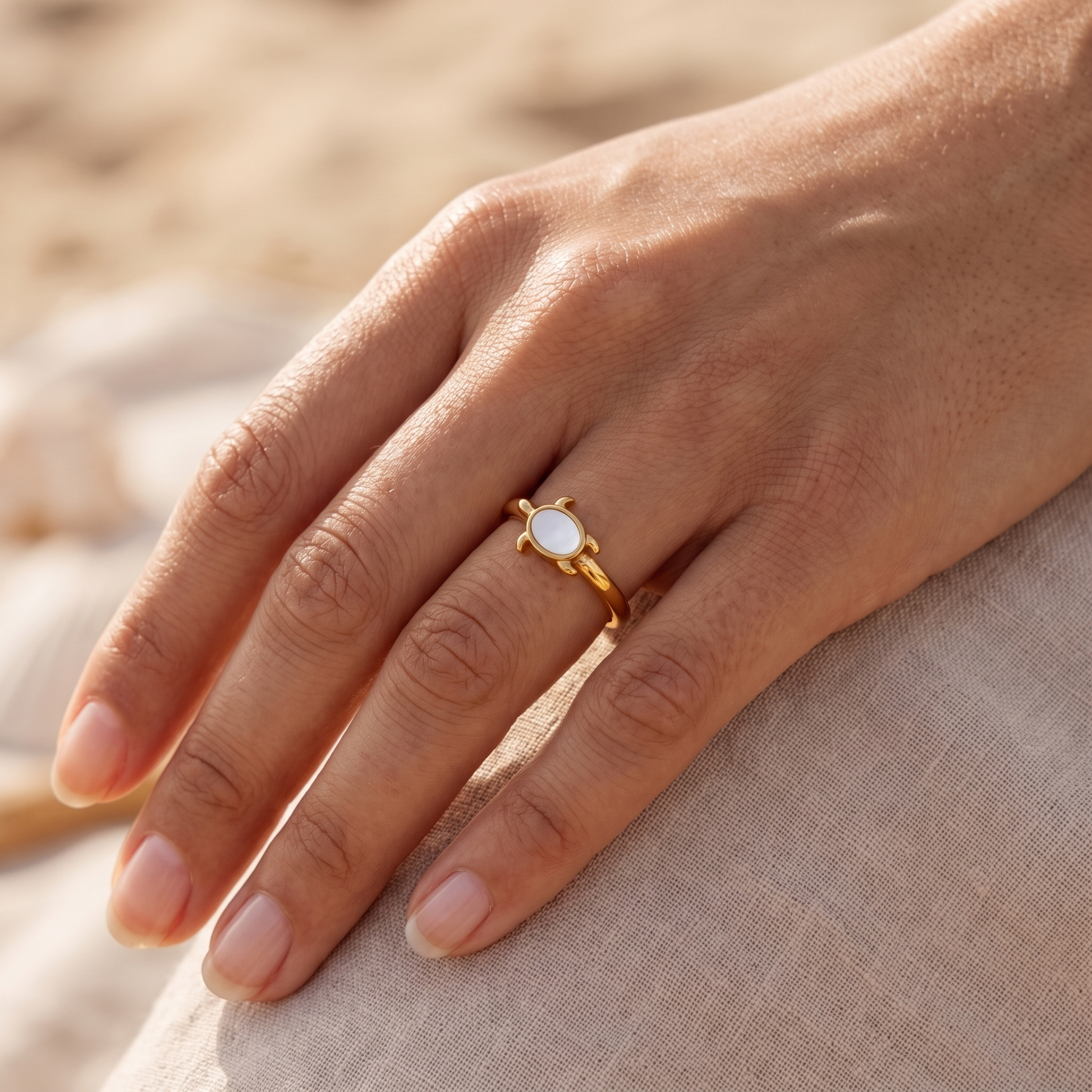 Asea Sea Turtle Pearl Ring — worn by model