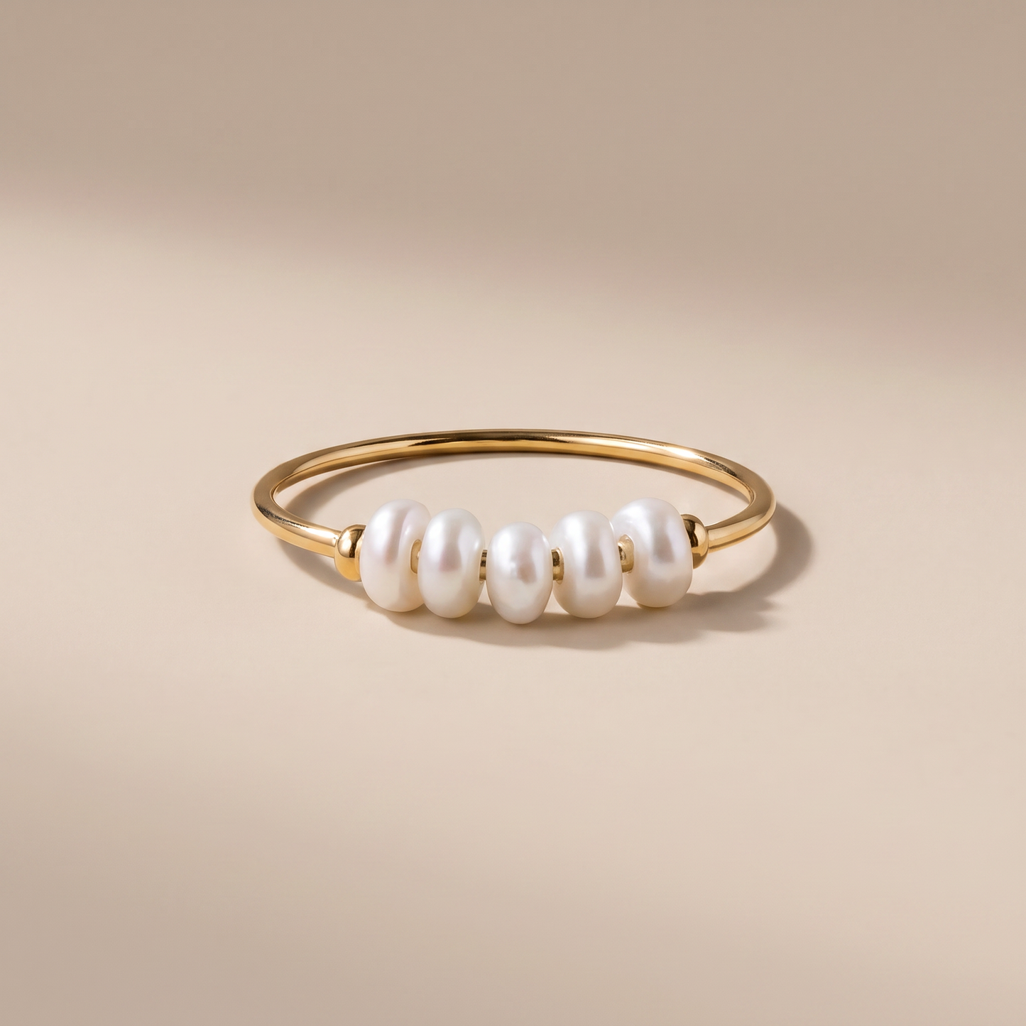 Asea Petite Pearl Row Ring — 14K Gold Color
