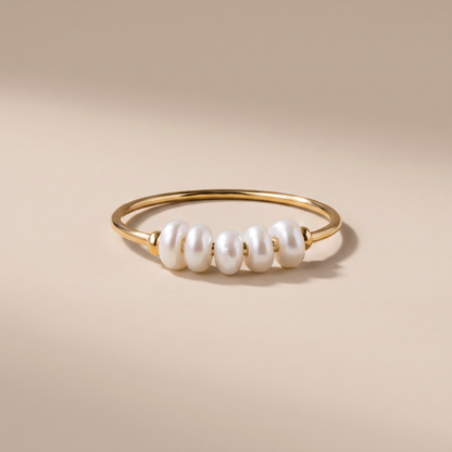 Asea Petite Pearl Row Ring — 14K Gold Color