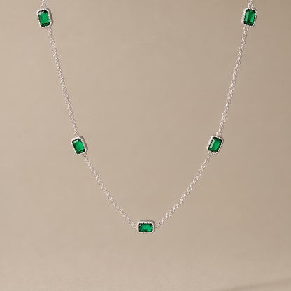 Asea Coron Green Stone Necklace — Silver color