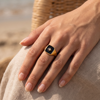 Asea Umbra North Star Ring — worn by model