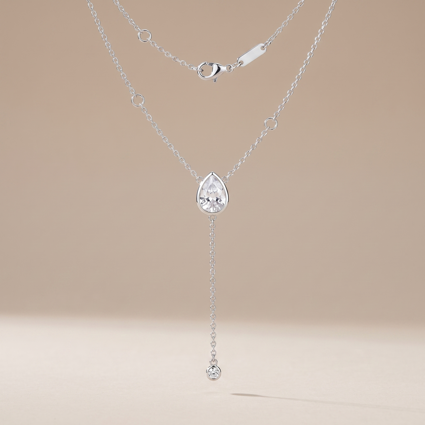 Asea Lariat Sparkle Necklace — Silver Color