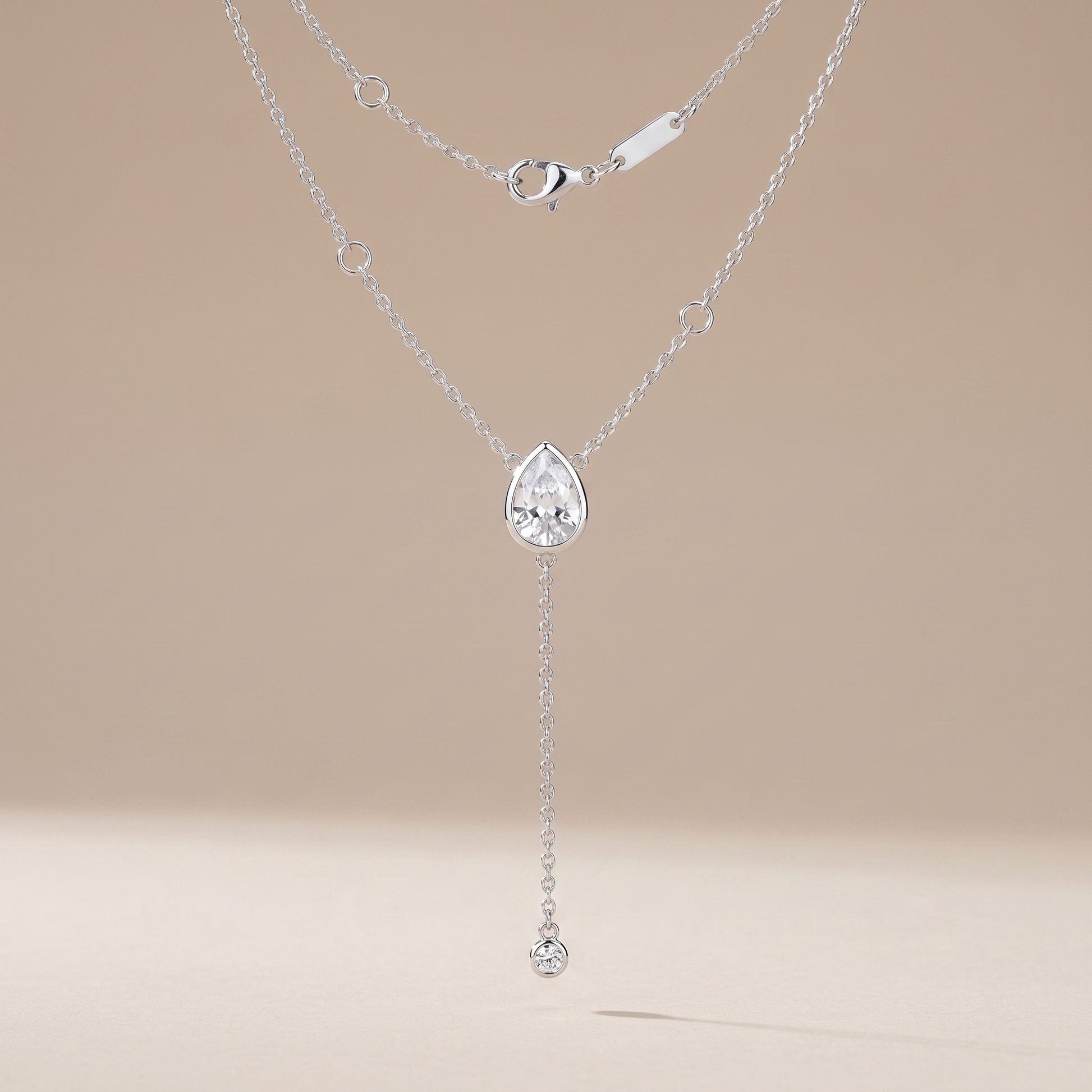 Asea Lariat Sparkle Necklace — Silver Color