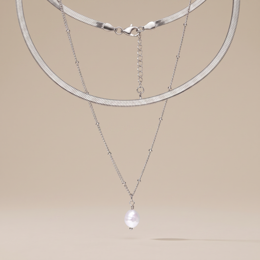 Asea High Shine Jewellery Set | Silver — front view