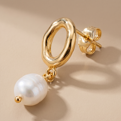 Asea Marlowe Pearl Hoop Earrings — close-up detail