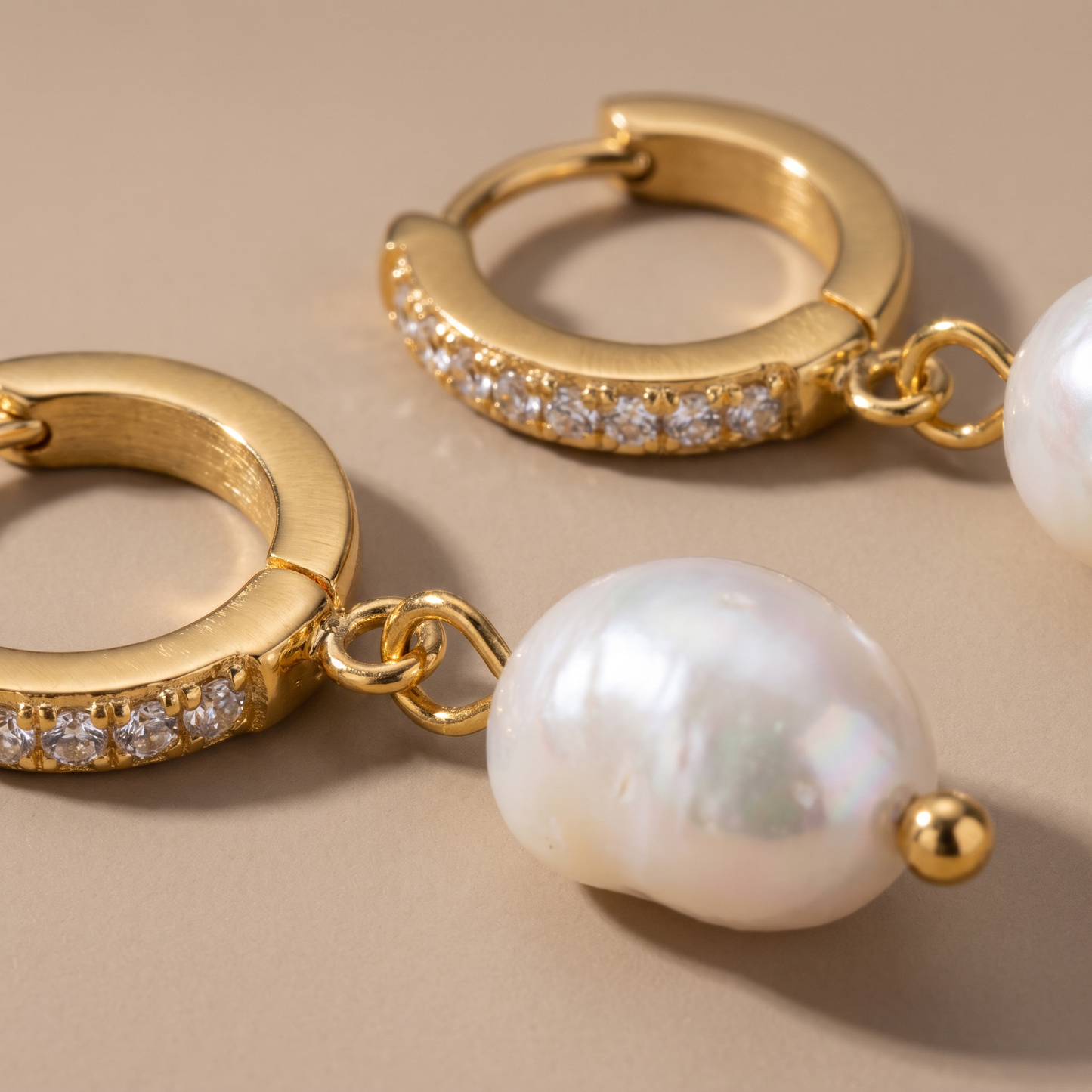Asea Freshwater Pearl Drop Hoops — close-up detail
