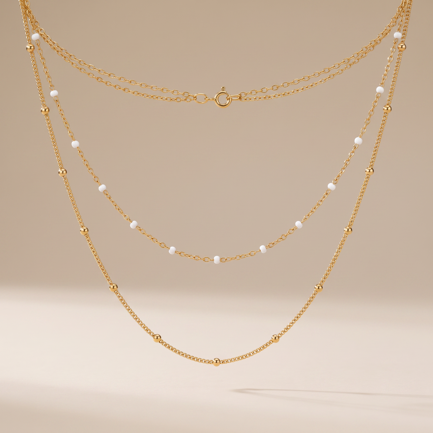Asea Twin Beaded Choker — 14K Gold Color