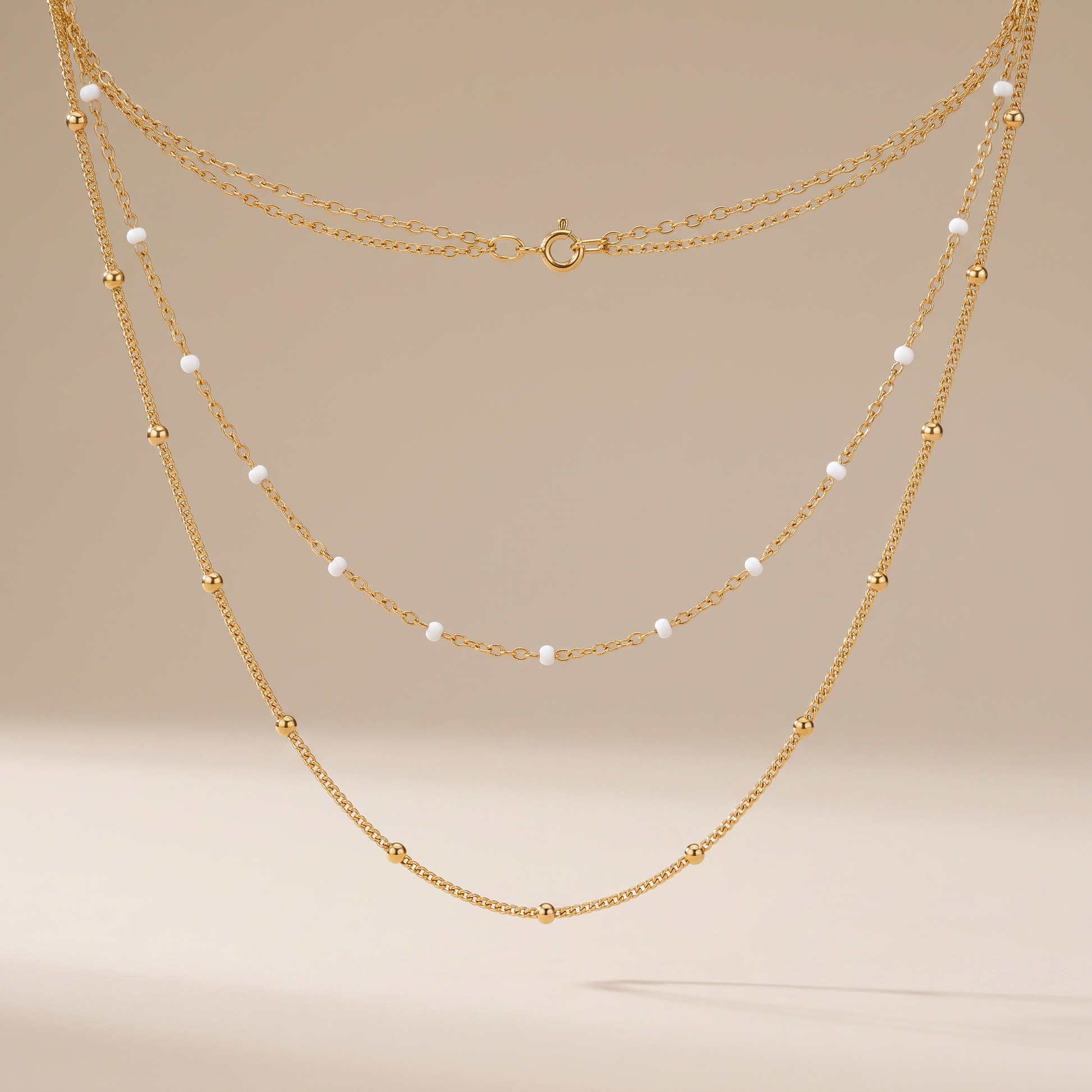 Asea Twin Beaded Choker — 14K Gold Color