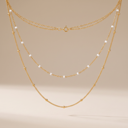 Asea Twin Beaded Choker — 14K Gold Color