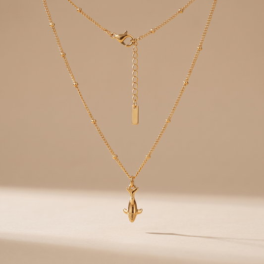 Asea Whale Charm Necklace — front view