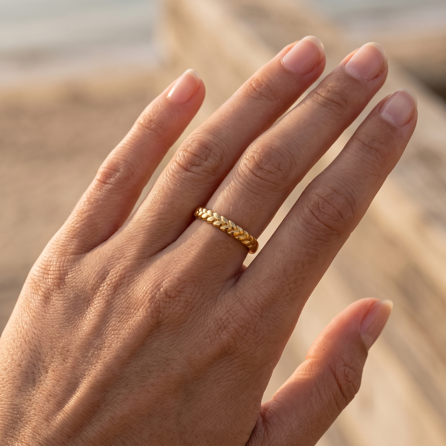 Asea Laurel Wreath Band Ring — worn by model