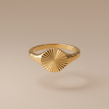 Asea Sun Motif Signet Ring — front view