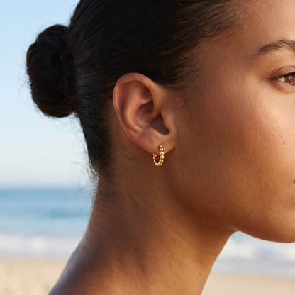 Asea Textured Bead Hoops — worn by model