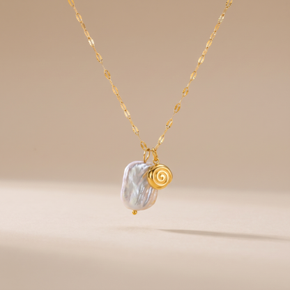 Asea Seashell Harbour Pearl Necklace — front view