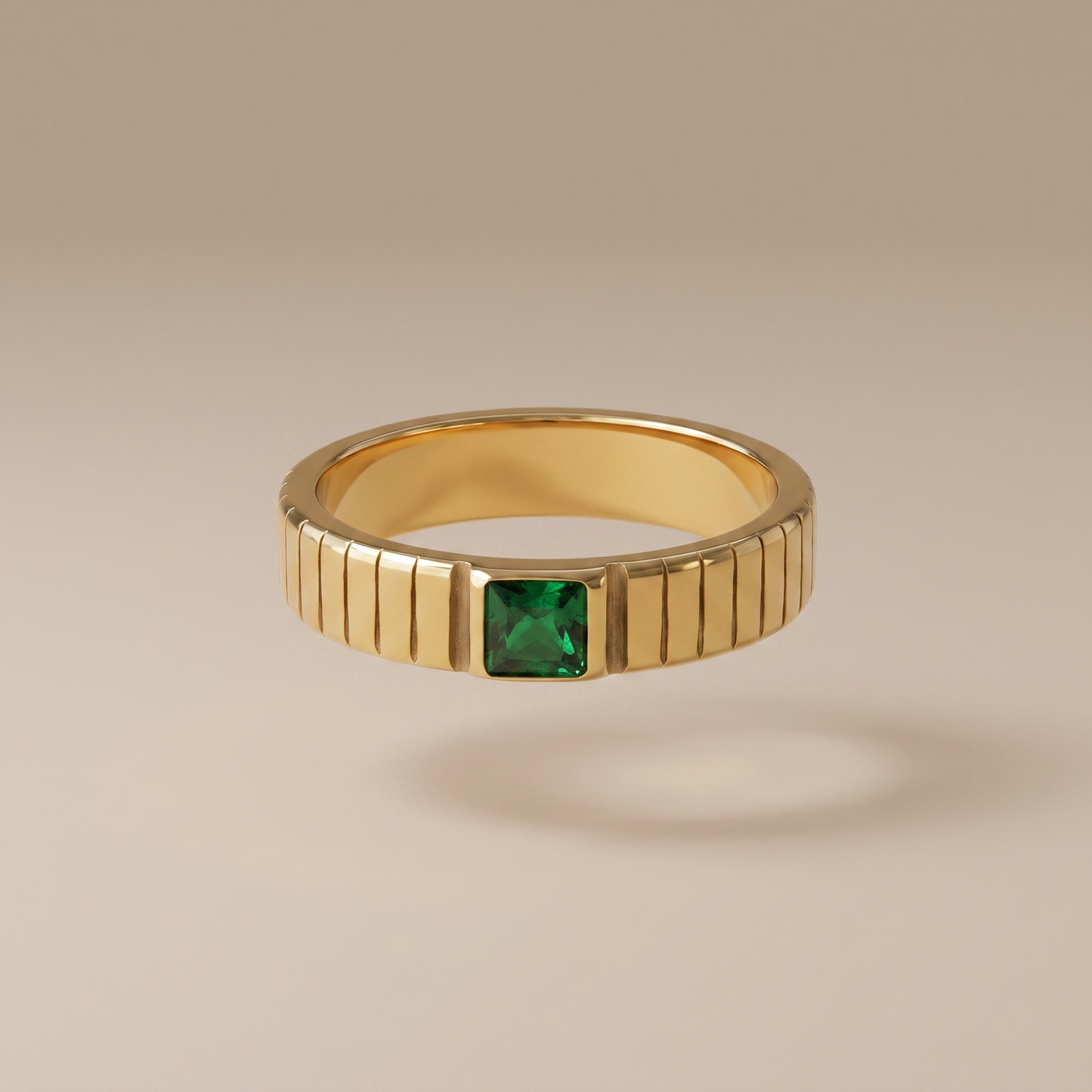 Asea Emerald Green Statement Ring — front view